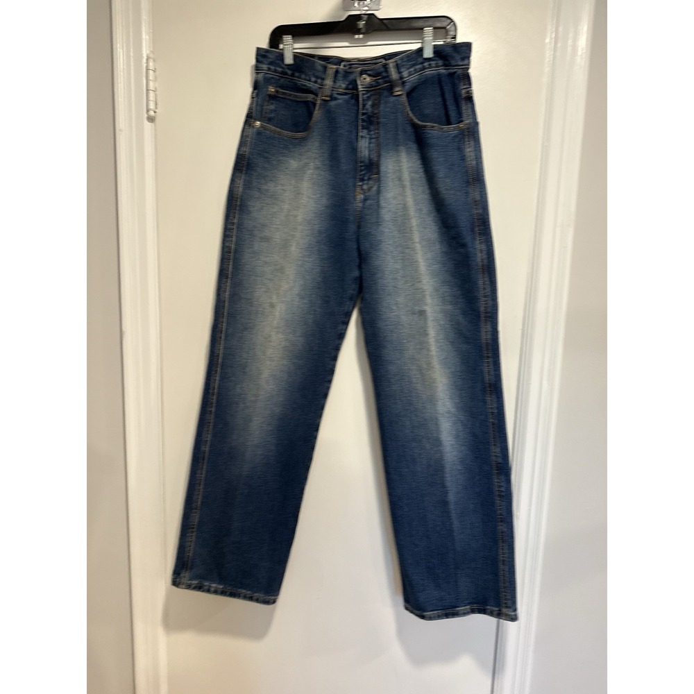 EUC Y2k Delf jeans Sz34x32 baggy wide-leg med-to-dark faded wash Skater Grunge